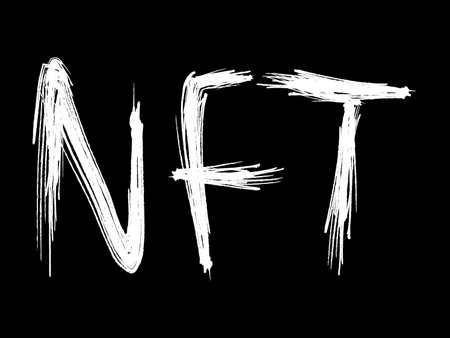 Vector word nft. White slogan on black background. Nft phrase.のイラスト素材