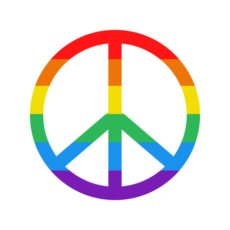 Vector LGBT peace symbol. Rainbow striped peace sign. Pride month. LGBTQ.のイラスト素材