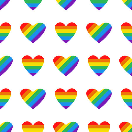 Vector Vector LGBT pattern with pride heart.s Hearts in rainbow color. Seamless pattern. Pride month. LGBTQ.のイラスト素材