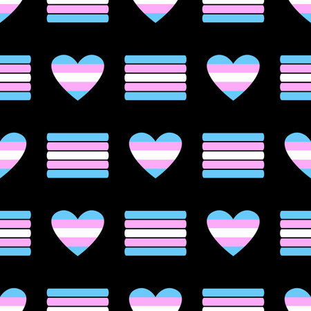 Vector seamless LGBTQ pattern. Pattern with transgender flag. Pride month.のイラスト素材