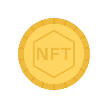 Vector gold coin NFT. Non fungible token illustration. isolated on white background.のイラスト素材