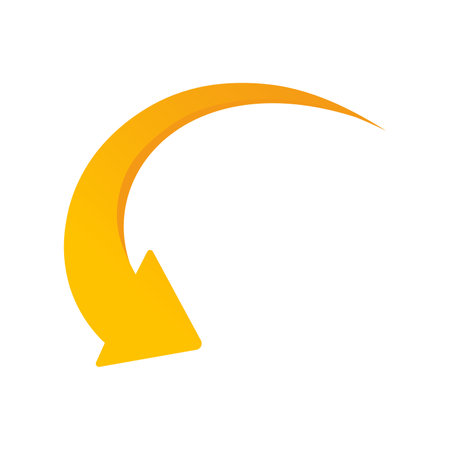 Vector yellow return arrow. gradient right arrow. modern business element.のイラスト素材