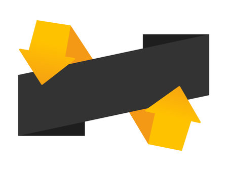 Vector text template with arrows and black ribbon. Gradient yellow arrows and black paper. business template.のイラスト素材