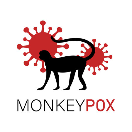 Vector Monkeypox virus poster. Monkey virus silhouette. Pox virus concept.のイラスト素材
