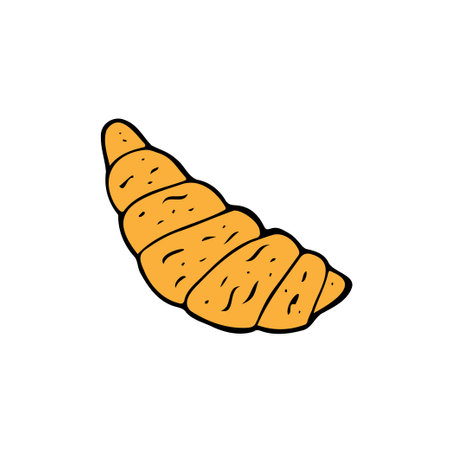 Hand drawn doodle croissant. Vector clipart in color.のイラスト素材