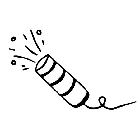 Hand drawn doodle with Christmas Cracker. vector illustration. Cute cracker with confetti.のイラスト素材