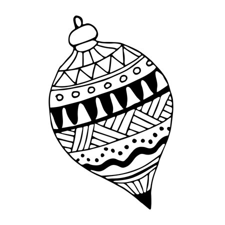 Vector doodle Christmas tree decoration. Black and white Icicle. New Year vector illustration. winter celebration.のイラスト素材