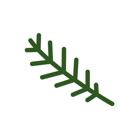 Doodle fire branch. Vector illustration of green spruce twig. Clipart for Christmas and New Year decor.のイラスト素材