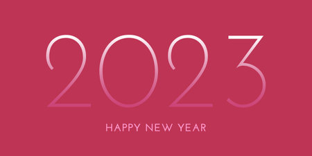 Vector 2023 new year banner. Viva Magenta 18-1750 color of the year 2023. Viva magenta trendy background and gradient numbers. happy new year text.のイラスト素材