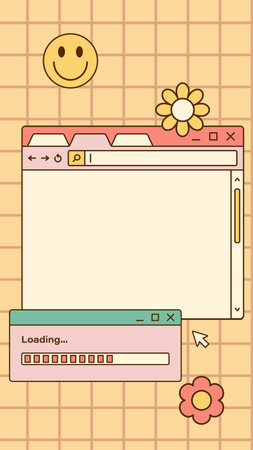 Vector retro Ig stories template. Vintage frame for text. abstract retro background. social media design.のイラスト素材