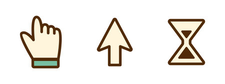 Vector set with retro cursor icons. Hand, arrow and hour glass in flat design. pointers.のイラスト素材