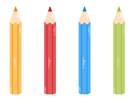 Vector cute pencils. School supplies for children. color pencil set. back to school.のイラスト素材