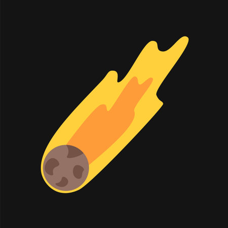 Vector comet with fire tail. Asteriod flat design.のイラスト素材