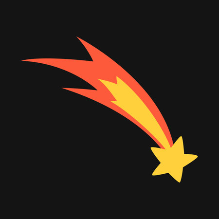 Vector comet with fire tail. Yellow shooting star in flat design.のイラスト素材