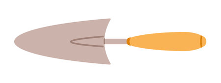 Vector trowel or spade in flat design. Illustration of small shovel with yellow handle. Gardening Digging Tool. Planting and agriculture. Little shovel for horticulture.のイラスト素材