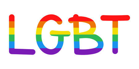 Vector LGBT word. LGBT text. Lettering in rainbow colors.のイラスト素材