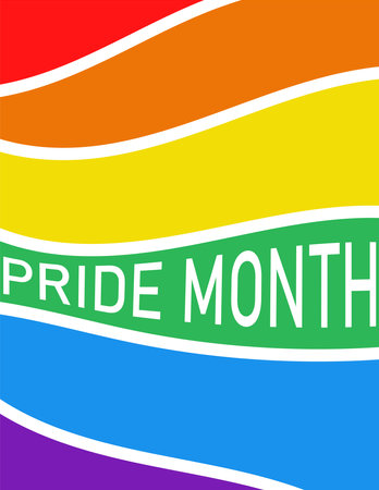 Vector Pride Month rainbow postcard. Design for card template or banner. LGBT postcard.のイラスト素材