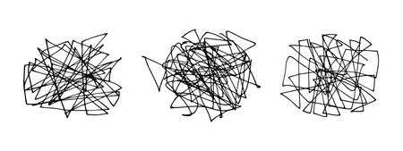 Hand drawn doodle set with abstract tangled scribbles. Vector random lines. Scribble collection.のイラスト素材