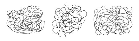Hand drawn doodle set with abstract tangled scribbles. Vector random lines. Scribble collection.のイラスト素材