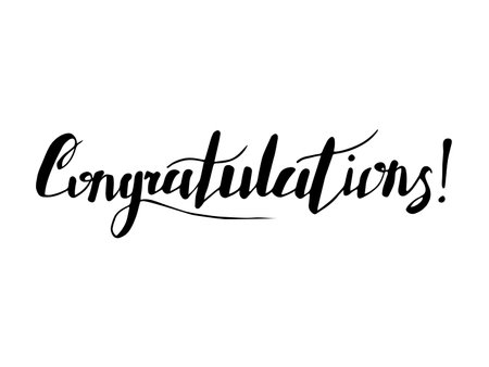 Congratulations lettering. Black text on white background. Vector illustration of handwritten lettering.のイラスト素材