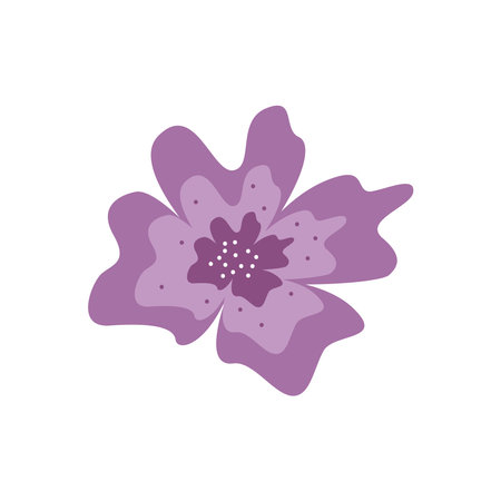 Hand drawn cute purple flower. Vector violet botanical clipart.のイラスト素材