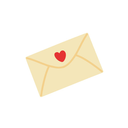 Vector doodle envelope. Cute letter with heart. Valentine's day clipart.のイラスト素材
