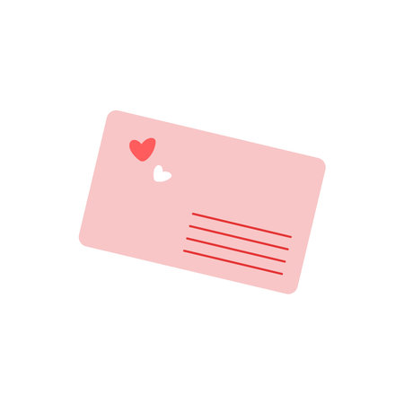 Vector doodle pinck postcard. Cute letter with heart. Valentine's day clipart.のイラスト素材