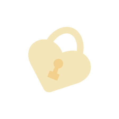 Vector doodle lock. Cute gold heart lock. Valentine's day clipart.のイラスト素材