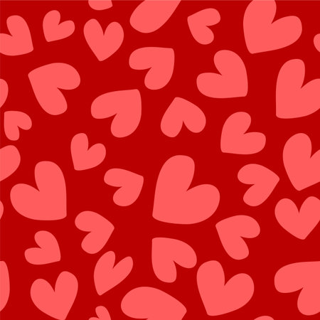 Vector seamless pattern with cute hearts. Valentine's day background. Romantic burgundy pattern.