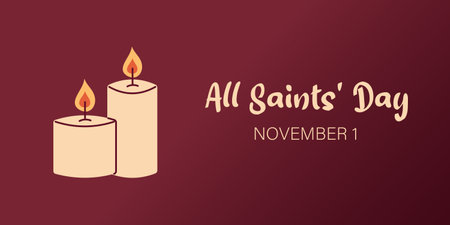 Vector All Saints Day banner. Illustration with candles for greeting card, poster, flyer and banner design.のイラスト素材