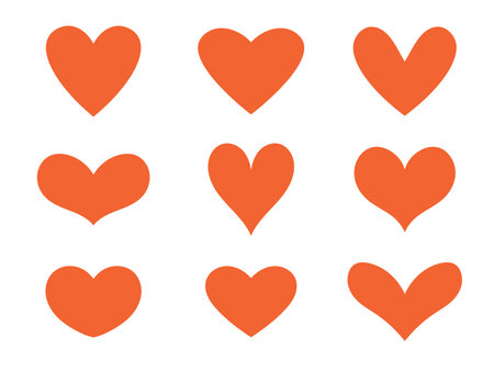 Vector valentines day set of cute hearts. Love concept. Collection of red heart shape elements. Valentines day celebration.のイラスト素材