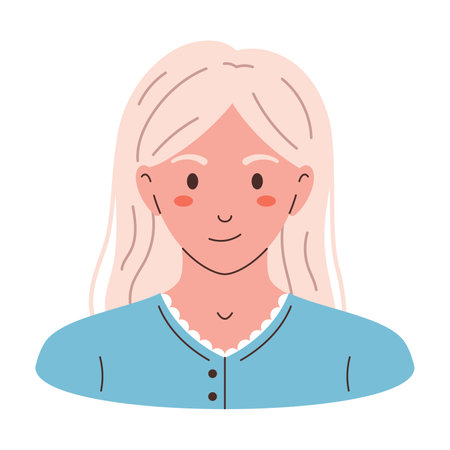 Vector girl avatar. Cute woman character in flat design. Smiling girl isolated.のイラスト素材