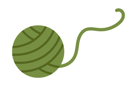Vector knitting illustration of cute green ball of yarn. Adorable yarn ball in flat design. Cheerful knitting clipart.のイラスト素材
