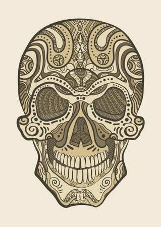 Decorative isolated human skull. Vector illustrationのイラスト素材