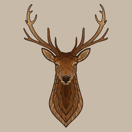 Deer head. Decorative isolated vector illustration. No gradientsのイラスト素材