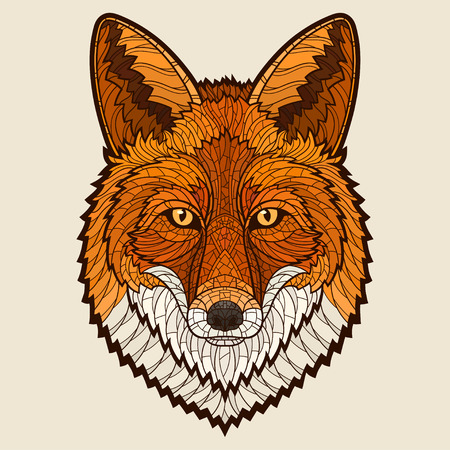 Fox head. Decorative isolated vector illustration. No gradientsのイラスト素材