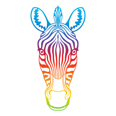 Zebra rainbow head. Multicolored isolated vector illustrationのイラスト素材