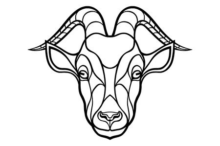 Goat head coloring silhouette on white background.のイラスト素材