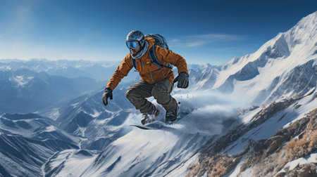 snowboarding on mountain. High quality photoの素材