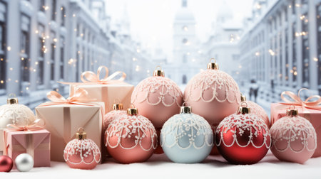 frame with Christmas tree toys. High quality photoの素材