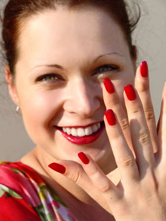 Red nailsの写真素材
