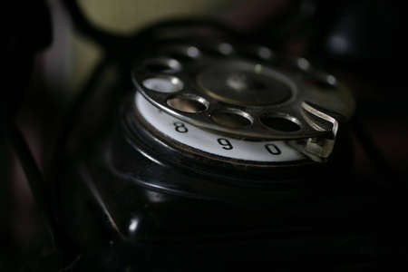 Black retro telephone close upの写真素材
