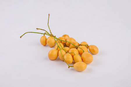 Thai fruit. Fresh ripe mafai with sweet and sour on white background.
