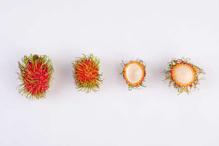 rambutan fruit on white backgroundの写真素材