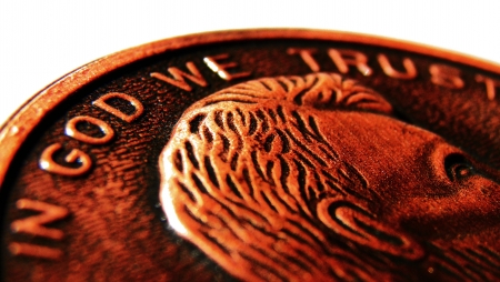 An enlarged pennyの写真素材