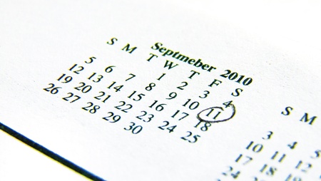 Calendar with 9/11 markedの写真素材