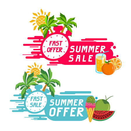 Creative summer sale, fast offer banner templateのイラスト素材