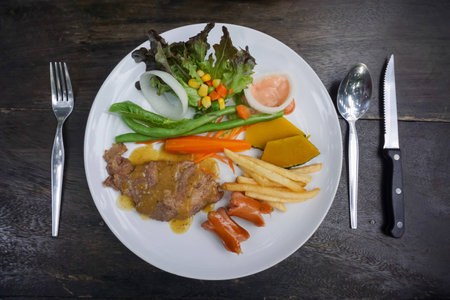 Grilled pork with saladの素材