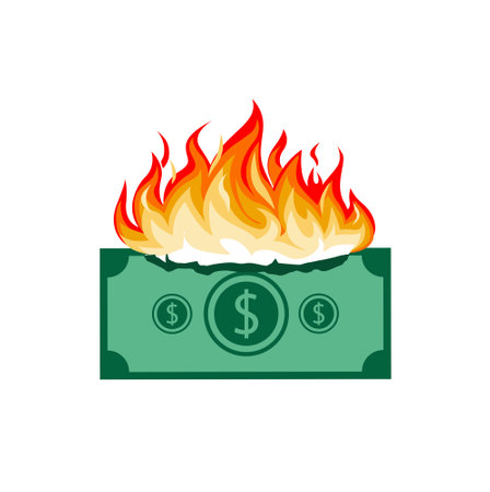 Free vector money burning isolated on white backgroundのイラスト素材