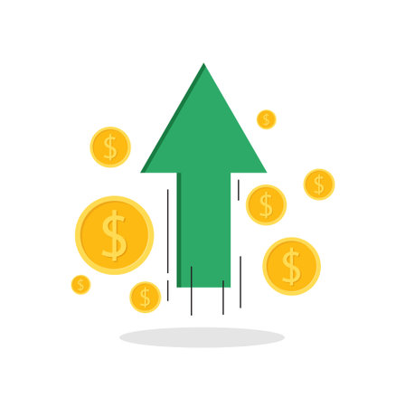 Vector money profit growth up cartoon vector illustration financial growth concept flat iconのイラスト素材